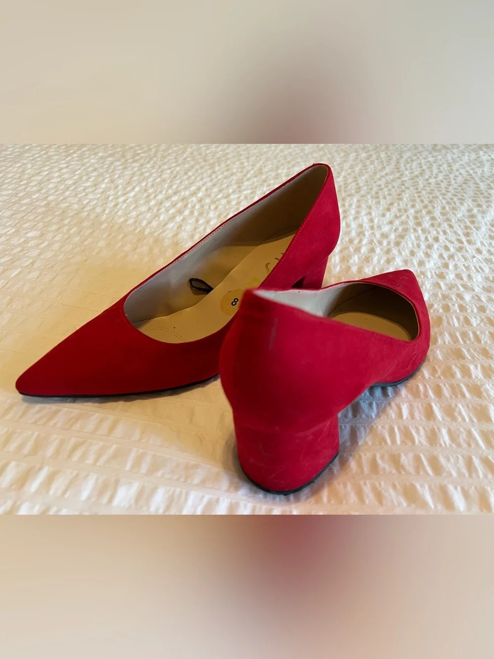 Unisa Red Pointed Block Heel Pumps